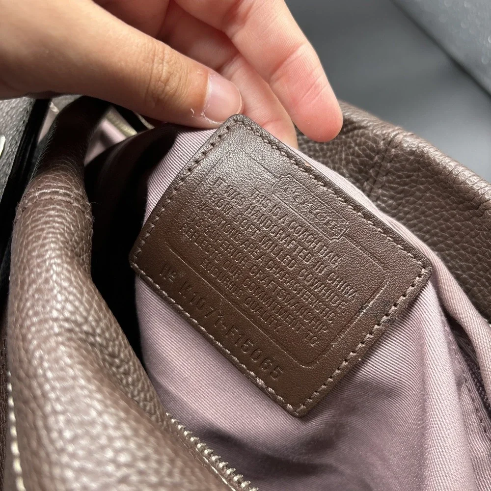 Coach East West Duffle Shoulder Bag F15065 Brown Pebbled Leather Purse